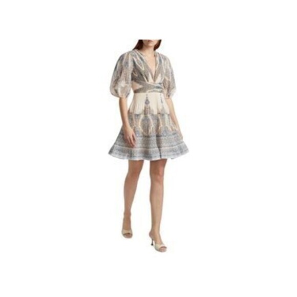 Pleated V-Neck Minidress - Picture 1 of 7